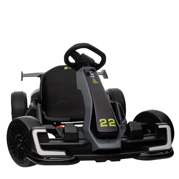 KerryYoo K61 Go Kart Electric Drift Kart Car with Adjustable Seat, 24V Outdoor Ride on Toy with 4 Speed Mode, Crazy Cart for Kids 6-12 Years Old,Fast 300W Motor,8.5 MPH, LED Lights, Bluetooth - Red