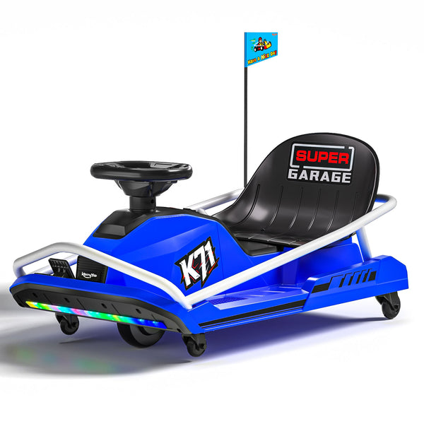 KerryYoo K71 24V Drift Kart, Crazy Cart with 300W Brushless Motor, 12 mph, High/Low Speed Switch, 360° Drifting, Electric Go Kart for Kids Ages 6-12, 130 lbs Capacity